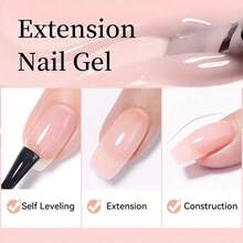 6 Colors 15ml UV Cured Nail Extension Adhesive - Crystal Clear, White, Milky Jelly, Light Pink, Pink, Nude - Smooth, Alcohol-Free, Quick-Drying, Perfect For Nail Art And Salon Use- An Easter Gift For Girls With Nail - 彩色 - 查看 8