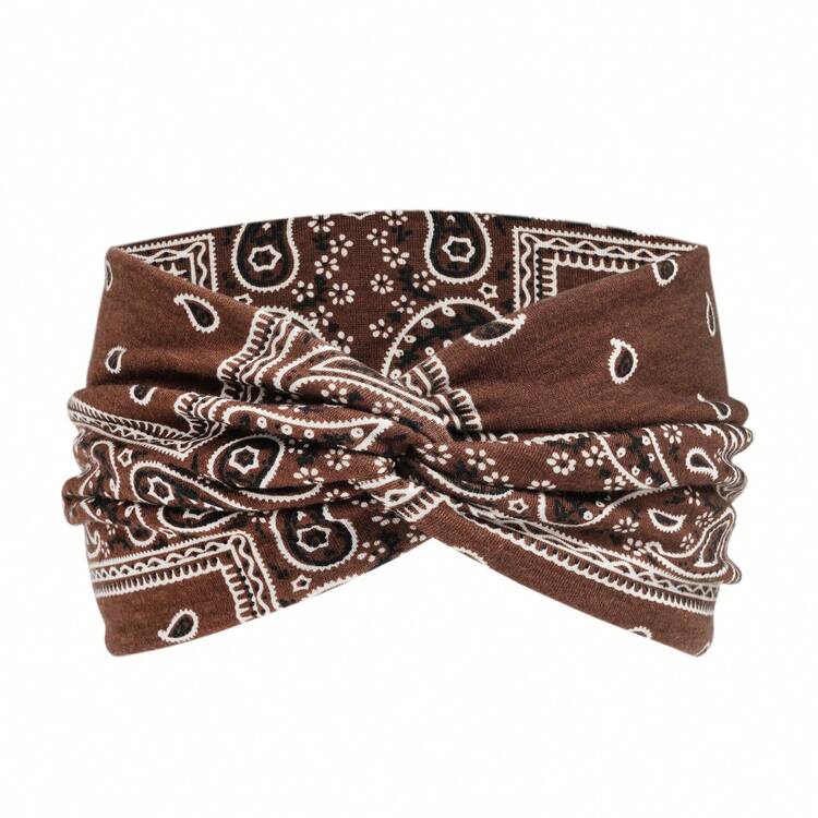 1pc Women's New Bohemian Paisley Pattern Retro Print Yoga Headband, Elastic Sports Criss-Cross Hairband,Hair Accessories,Turban Headband, Sweatband Fall Winter Hair Band For Vacation Outfits Woman Elegant Scarf Women Bandanas Soft Headwrap - Multicolor - View 19