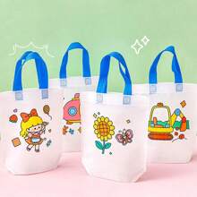 Juego de 5 piezas/10 piezas de bolsas de tela no tejida con estampado de graffiti de colores, bolsas de fiesta con arte de animales de carnaval, reutilizables, para fiestas, regalos, embalaje y almacenamiento, hechas a mano con pintura de graffiti, colores y estilos aleatorios