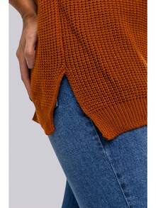 Max Fang Women's Knit Vest With Side Slits - 駝色 - 查看 6