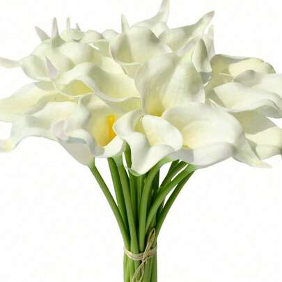 50pcs/30pcs/20pcs/10pcs/22pcs/18pcs/5pcs/1pc White Artificial Flowers, Silk Calla Lily & Lily 13.4" For Mother's Day, Easter, Home, Kitchen, Wedding Decor - Suitable For Wedding Decoration, Bridal Backdrop Props, Bouquets, Corsages, Wristlets, Wedding Arches, Party Decorations, Gift Decorations, Restaurant Centerpieces