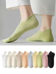 1/5/10 pares de calcetines de unicolor, varios pares de colores aleatorios, una variedad de opciones de calcetines cortos para mujer de colores claros y de color caramelo, modelos de calcetines cortos para las cuatro estaciones
