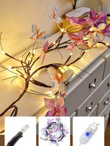 LED Vine Lamp Can Be Bent Simulation Flowers Butterflies For Atmosphere Wall Decoration - Butterfly LED Light - View 4