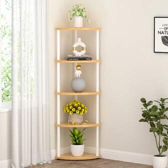 3/4/ 5 Tier Corner Shelf Stand, Display Shelf For Living Room Decor,Wall Corner Bookshelf Multi Unit Organizer,Tall Shelf Plant Stand For Bedroom,Bathroom,Small Space