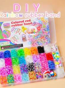 Set de kit de fabricación de pulseras de goma de 2700+/1600+/600+ piezas: kit de artesanía de pulseras trenzadas de colores aleatorios, regalo creativo para fiesta de cumpleaños, set de arte y manualidades que incluye herramientas de tejido, suministros para principiantes de joyería para mujeres