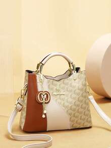 全新时尚高端三件套母女包印花女士手提包 - 卡其色 - 查看 8