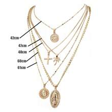 5pcs Ins-Style Layered Portrait Embossed Necklace, Suitable For Any Occasion