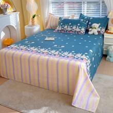 3pcs/Set Soft & Skin-Friendly Printed Thicken Bedding Set, Fashionable & Minimalist Luxury Bedsheet, Pillowcase Suit For Bedroom, All Season