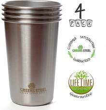 Stainless Steel Cups 16 Oz Pint Tumbler (4 Pack) - Premium Metal Drinking Glasses| Stackable Durable Cup (16 Oz) - 16 Oz - Steel - View 4