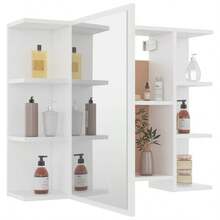 Mirror Cabinet White Engineered Wood, Acrylic Medium-9831 - Multicolor - View 4