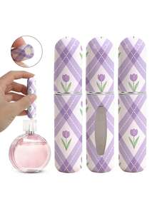 1/4/8件花卉印花香水喷雾瓶，可重复使用的底部填充香水瓶，迷你化妆品瓶，香水，纯露包装工具，多种款式可供选择，送给家人和朋友的生日礼物，节日礼物，适合便携式旅行 5ml