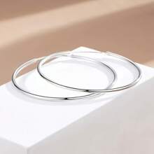 Luxury Sterling Silver Smooth Hoop Earrings - Anti-Allergic, Elegant, Casual Design For Women's Everyday Casual Wear - 925 Sterling Silver