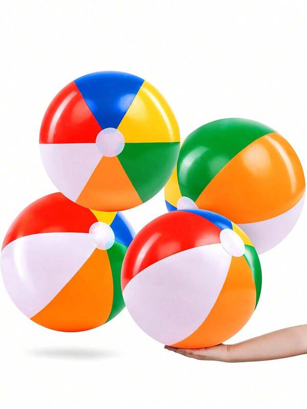 4PCS Outdoor Game 11.8 Inch (Approximately 50.8 Cm) Beach Balls - Large Rainbow Beach Ball Inflatable Swimming Pool Toys, Used For Party Supplies Decoration, Adult Birthday Hawaii Beach Water Game Beach Party Gifts