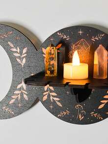 1 pieza de Estantería de pared montada creativa y minimalista (los clavos no están incluidos), disponible en múltiples estilos: libélula, hoja de plátano, mariposa, loto - Accesorio colgante de decoración de pared, estantería de almacenamiento pequeña de madera de bricolaje