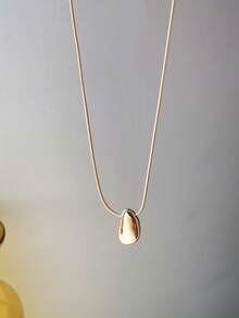 1pc Handmade Geometric Asymmetrical Zinc Alloy Heart Necklace - Yellow Gold - View 3