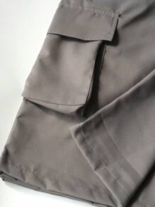 Plus Size Men's Summer Casual Multi-Pocket Drawstring Waist 3/4 Length Shorts
