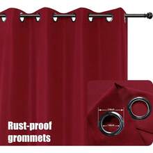 2025Hot-BONZER Waterproof Outdoor Curtains Patio, Premium Thick Privacy Weatherproof Grommet Outside Curtains Porch, Pergola, Cabana, 1 Panel, 54W X 84L Inch, - 紅色 - 查看 2