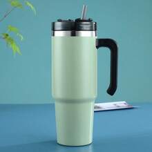 Handle Car Cup Large Capacity Straw Cold Ice Cup 304 Stainless Steel Cold Insulation Water Cup - Multicolor - View 1