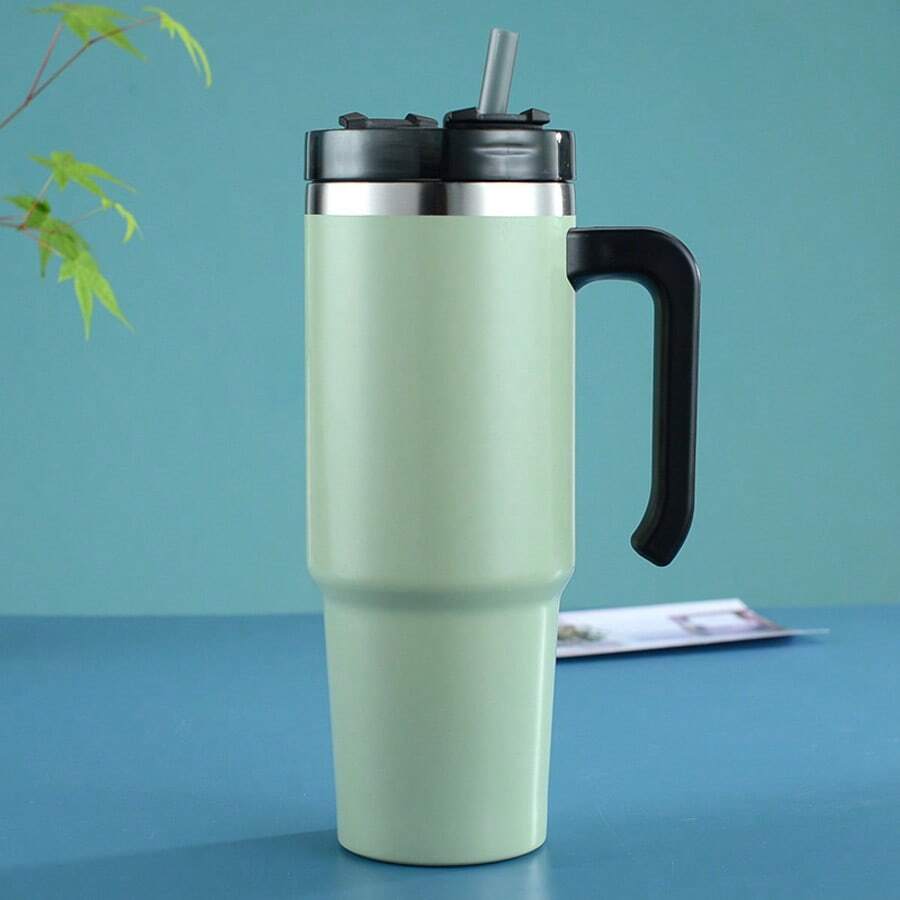 Handle Car Cup Large Capacity Straw Cold Ice Cup 304 Stainless Steel Cold Insulation Water Cup - Multicolor - View 1