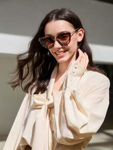 猫眼有色镜片时尚眼镜 波西米亚风太阳镜 沙滩太阳镜 女士沙滩配饰 太阳镜 太阳镜 太阳镜 太阳镜 圣诞节 冬季 圣诞礼物 - 咖啡棕 - 查看 1