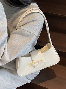 1 Pc Underarm Bag For Commuting, Can Be Worn As Shoulder Bag For Office, Street, Versatile Mini Bag, Suitable For Summer - Beige - View 4