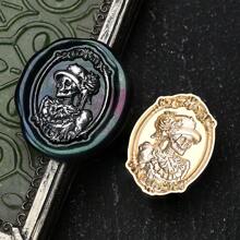 1pc NEW DARK SERIES Series Wax Seal Stamp, Vintage Sealing Stamp Head, Removable Brass Material, Fire Paint Seal Head For Wedding Invitations Gift Packaging Scrapbooking, DIY Handmade Gift Decoration, Cutting And Pasting Invitation Letter School Supplies, Back To School