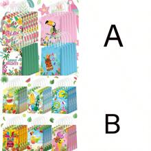 24 piezas/12 piezas/6 piezas/2 piezas Bolsas de regalo con temática hawaiana, bolsas de regalo de papel tropical para fiestas de cumpleaños y de género, suministros para fiestas hawaianas de verano, bolsas de regalo con asas adecuadas para decoraciones de fiesta de cumpleaños aloha