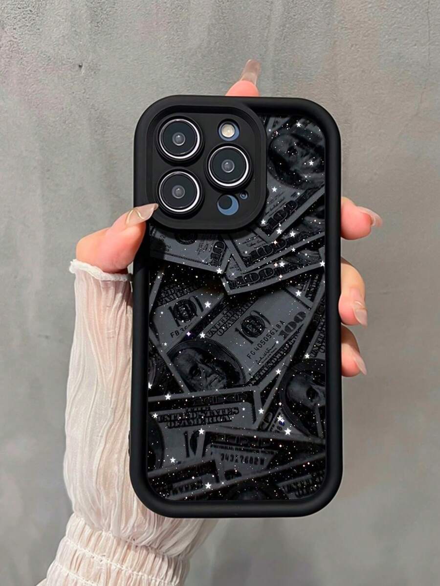 1pc Black Starry Dollar Design Shockproof Phone Case Compatible With Apple 11/12/13/14/15/16/13 Pro Max/11 7 Pro Max, 17 Air 4 Pro Max/16 Plus/16 Pro Max 17 Pro Max 17 Air