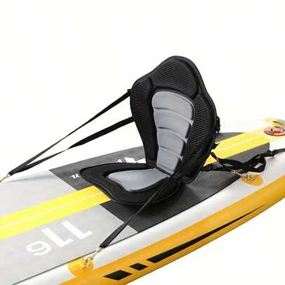 1 pieza Asiento inflable ajustable de lujo para kayak con respaldo, cojín de soporte lumbar cómodo adecuado para kayak, tabla de surf, unisex con pequeña mochila de almacenamiento, artículos esenciales de playa, accesorios de playa, flotador de piscina