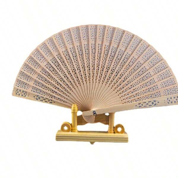 8-Inch Full Flush Fragrant Wood Fan, Dolphin Star Moon Honeycomb, Sunlit Flower Wood Fan, Hollowed Out Carving Process, Printed Wood Fan