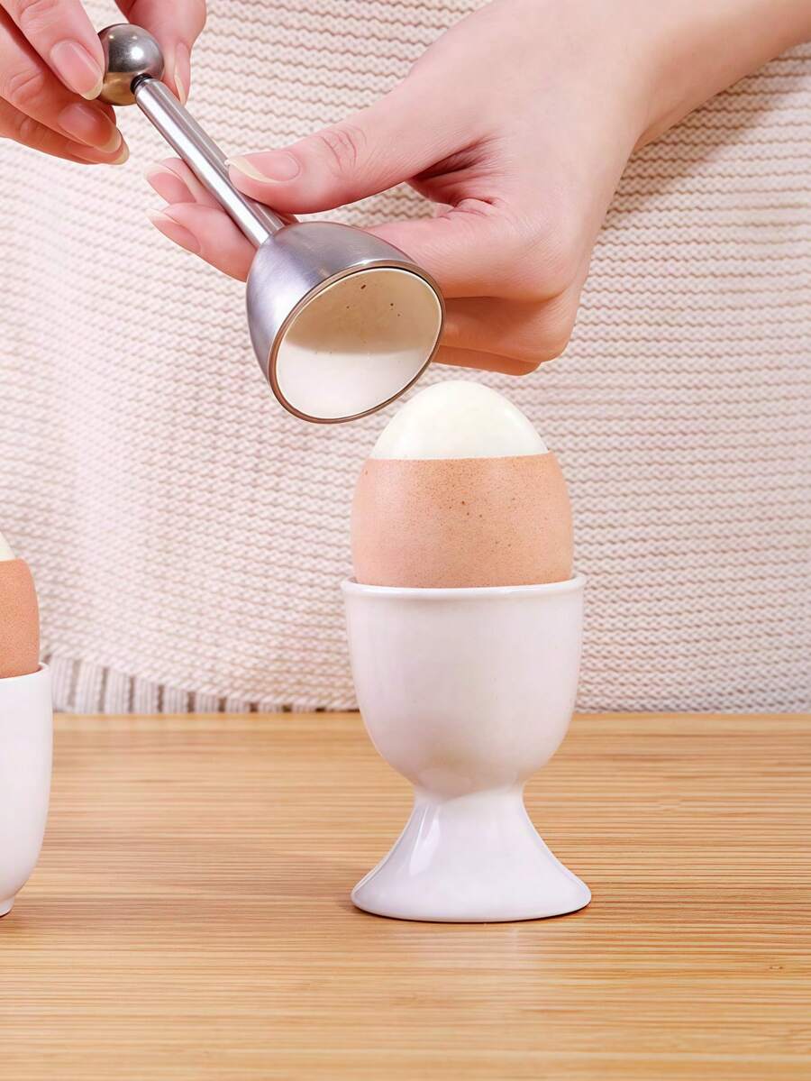 1/2pcs Premium Stainless Steel Egg Cutter, Hard Boiled Egg Peeler, Egg Slicer, Egg Shell Opener, Sturdy Multifunctional Egg Cracker, Boiled Egg Opener - Multicolor - View 1