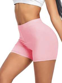 Three-Piece Summer High Waist Hip Yoga Shorts Women's Quick-Drying Seamless Running Fitness Tights Wear Elastic Sports Pants Cycling Pants Light And Comfortable Leggings. - Xanh nhạt + hồng nhạt + trắng - Xem 4