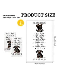 2pcs Dog Pattern Kitchen Towels, Atmosphere-Filled, Suitable For Family Gatherings, Customizable, Features Dachshund Prints, Bathroom Towels Also Available - White - View 2
