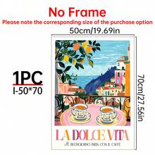 La Dolce Vita Travel Poster, Italy Wall Decor, La Dolce Vita Coast Poster, Italian Print, Retro Spritz Art, Honeymoon Gifts, Set Of 1, Canvas Posters, Canvas Wall Decor For Home, Living Room, Bed Room, Kitchen ,Bathroom,Wall Art Birthday Graduation Coastal Decor Coastal Decor Beach Decor
