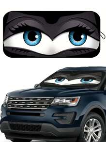 غطاء للزجاج الأمامي للسيارة مزود بظل كارتوني ذو عينين كبيرتين، مناسب للسيارات الرياضية المتعددة الأغراض والسيدان، ملحق داخلي للسيارة لحماية من الشمس الصيفية وعزل الحرارة، مصنوع من بولي إستر قابل للطي والتخزين، إكسسوارات السيارة