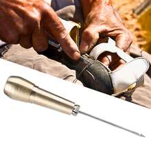 Punzón de costura con mango de cobre de 3 agujas, herramienta para reparar zapatos - Dorado - Ver 3