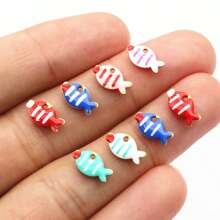 20 Peças Encantos de Peixe de Aço Inoxidável Esmaltado de 10x6mm, Pingente Pequeno e Fofo de Aço Inoxidável, Acessórios de Fabricação de Joias DIY