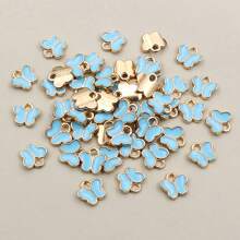 50 peças 8x8,5 mm pequenos pingentes de borboleta de liga multicoloridos para pulseiras colares acessórios para fazer joias faça você mesmo