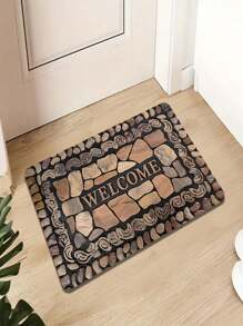 1/2pcs Welcome Home Pebble Printed Pattern Floor Mat - Non Slip Floor Mat, Suitable For Indoor/Outdoor Use, Perfect For Entranc Mats, Kitchen Mats, Laundry Room Mats, Bathroom Mats, Living Room Mats, Etc., Washable Area Mats