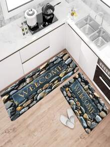 1/2pcs Welcome Home Pebble Printed Pattern Floor Mat - Non Slip Floor Mat, Suitable For Indoor/Outdoor Use, Perfect For Entranc Mats, Kitchen Mats, Laundry Room Mats, Bathroom Mats, Living Room Mats, Etc., Washable Area Mats