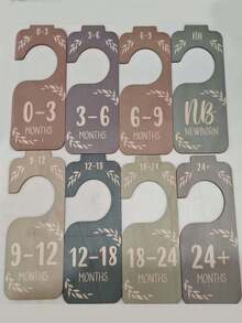 8PCS Wooden Baby Closet Dividers Double-Sided Baby Clothes Organizer From Newborn To Toddlers Kid Wardrobe Size Divide Hangers For Girls Boys Cute Animal Prints Rabbit Elephant Nursery Decor For Baby Room - Multicolor - View 6