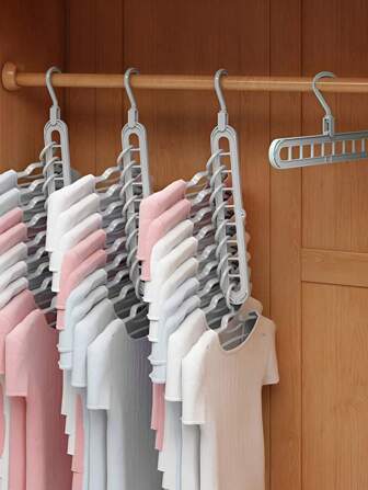 1 个重型可折叠衣架，带 9 个孔 - 终极节省空间的壁橱整理器 - 适用于家庭、宿舍、衣柜和服装店的多功能解决方案 - 最大限度地提高存储效率，适合正装、裤子、鞋子、牛仔裤、靴子、裙子、春季、极简主义、夏季上衣