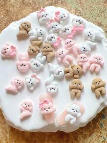 30 Pcs Cute Teddy Dog Shaped Resin Nail Art 3D Decorations