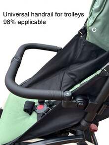 1pc Universal Adjustable Baby Stroller Armrest Cover Made Of PU Leather, With A Multi-Level Handrail Clamp Compatible For Yoya, Yoyo, Tianrui, Maclaren, Cybex, Bugaboo, Recaro, Britax, Mitu, GB Buggy And Most Other Stroller Models - All-Season Fashion Accessory - Black - View 2