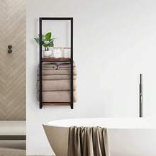 Fixed Towel Rack, Clothes, Towels, Shower Gel, Toiletries, Bathroom Storage, Kitchen Storage, Doorstep Storage - Black - View 5