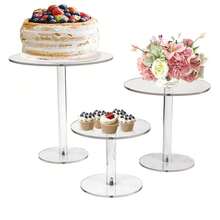 1pc,Acrylic Cake Stand, Clear Cake Stand, Round Tall Cake Stand, Dessert Table Display Set, Cupcake Stand, Dessert, Cupcake Pastry Candy Display, Wedding, Event, Birthday Party - Multicolor - View 2