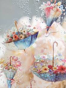 CANDY POETRY 20张/包 雨伞主题装饰贴纸，创意美学贴纸工艺品，DIY剪贴簿材料，节日礼物，个性化剪贴簿学习用品，返校季剪贴簿用品趣味贴纸笔记本电脑贴纸 Kindle手机贴纸 - 藍色 - 查看 8