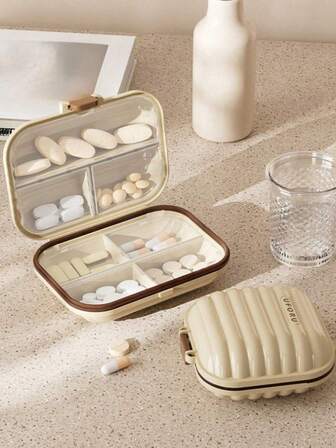 1 pieza Portátil a prueba de humedad Pastillero organizador para viajes Estuche reutilizable para pastillas para hombres y mujeres Planificador de medicamentos Estuche de bolsillo diario para vitaminas, medicamentos y suplementos Accesorios esenciales para el hogar, viajes, exteriores, oficina y vuelta al colegio