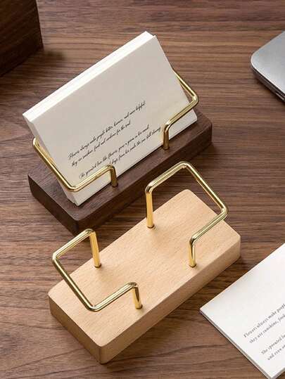 1 cái Giá để danh thiếp, Kệ để bàn đơn giản, Giá trưng bày danh thiếp bằng gỗ sồi, Giá để danh thiếp bằng gỗ óc chó, Đồ dùng văn phòng tại nhà, Giá trưng bày thiệp Giáng sinh lễ hội