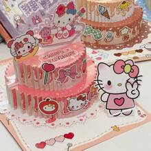 Sanrio New1pcs/ 3pcs Sanrio Birthday Cake And Card DIY Quiet Book 3D Foldable Creative Birthday Card Gift Desktop Decoration (Random Style/DIY Bag Required)